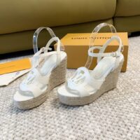 Louis Vuitton LV Women LV Isola Wedge Sandal White Calf Leather Rope Rubber 1ACI8U (5)