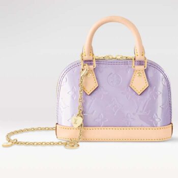 Louis Vuitton LV Women Nano Alma Lilac Monogram Vernis Embossed Cowhide Leather M82974