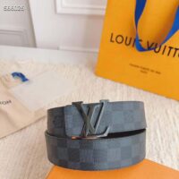 Louis Vuitton Unisex LV Initiales 40 MM Reversible Belt Grey Canvas Calf Leather M0213T (8)