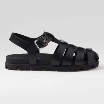 Prada Women Sporty Fisherman Sandals Black Lug Sole 2 CM Heel