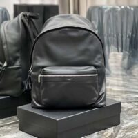 Saint Laurent YSL Unisex City Bacpack Black Matte Calfskin Leather Double Zip (6)