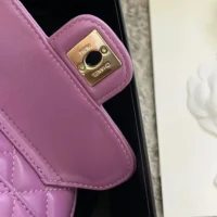 Chanel Women CC Heart Shape Bag Purple Calfskin Leather Gold-Tone Metal (1)