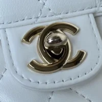 Chanel Women CC Heart Shape Bag White Calfskin Leather Gold-Tone Metal (1)