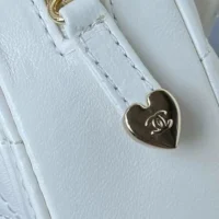 Chanel Women CC Heart Shape Bag White Calfskin Leather Gold-Tone Metal (1)