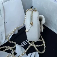 Chanel Women CC Heart Shape Bag White Calfskin Leather Gold-Tone Metal (1)