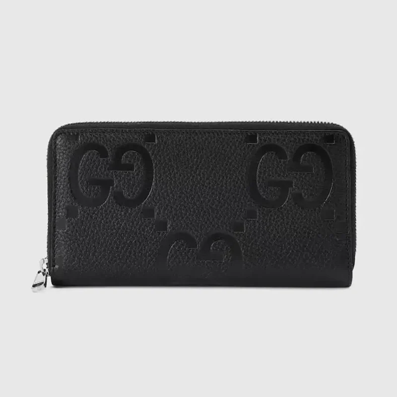 Gucci Unisex Jumbo GG Zip Around Wallet-Black 739484AABY01000