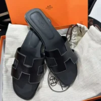 Hermes Women Oran Sandal-Black H021056Zv01380 (1)