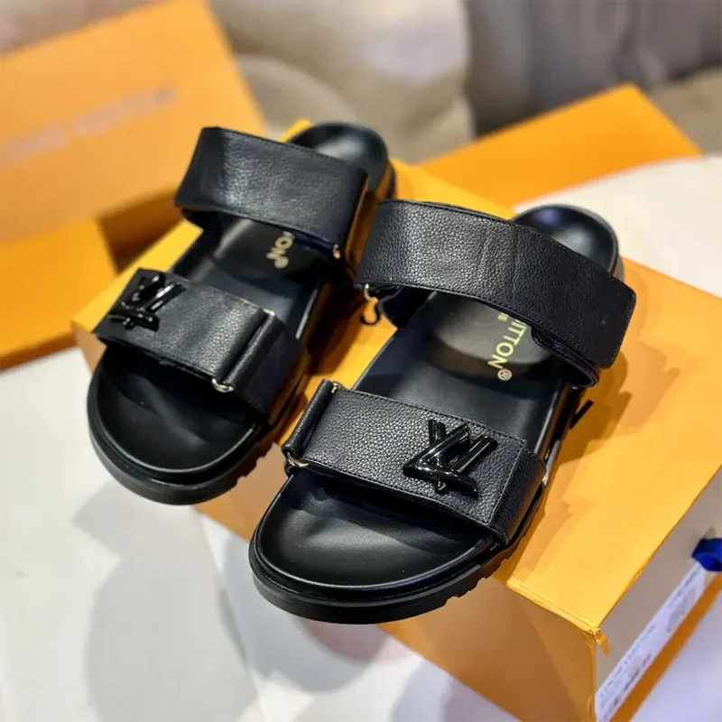 Louis Vuitton LV Unisex LV Sunset Flat Comfort Sandal-Black 1AD1JZ