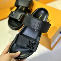 Louis Vuitton LV Unisex LV Sunset Flat Comfort Sandal-Black 1AD1JZ (1)