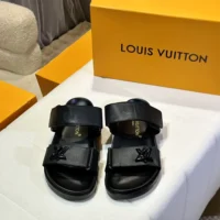 Louis Vuitton LV Unisex LV Sunset Flat Comfort Sandal-Black 1AD1JZ (1)