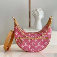 Louis Vuitton LV Women Loop PM Bag Pink Denim Textile Jacquard (4)