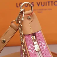 Louis Vuitton LV Women Loop PM Bag Pink Denim Textile Jacquard (4)