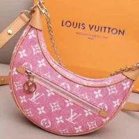 Louis Vuitton LV Women Loop PM Bag Pink Denim Textile Jacquard