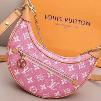 Louis Vuitton LV Women Loop PM Bag Pink Denim Textile Jacquard