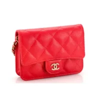 Chanel Women Classic Flap Clutch with Chain Quilted Cavisr Small-Red (1)