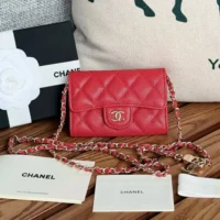 Chanel Women Classic Flap Clutch with Chain Quilted Cavisr Small-Red (1)