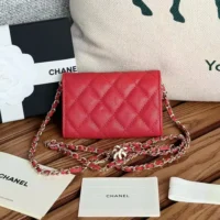 Chanel Women Classic Flap Clutch with Chain Quilted Cavisr Small-Red (1)