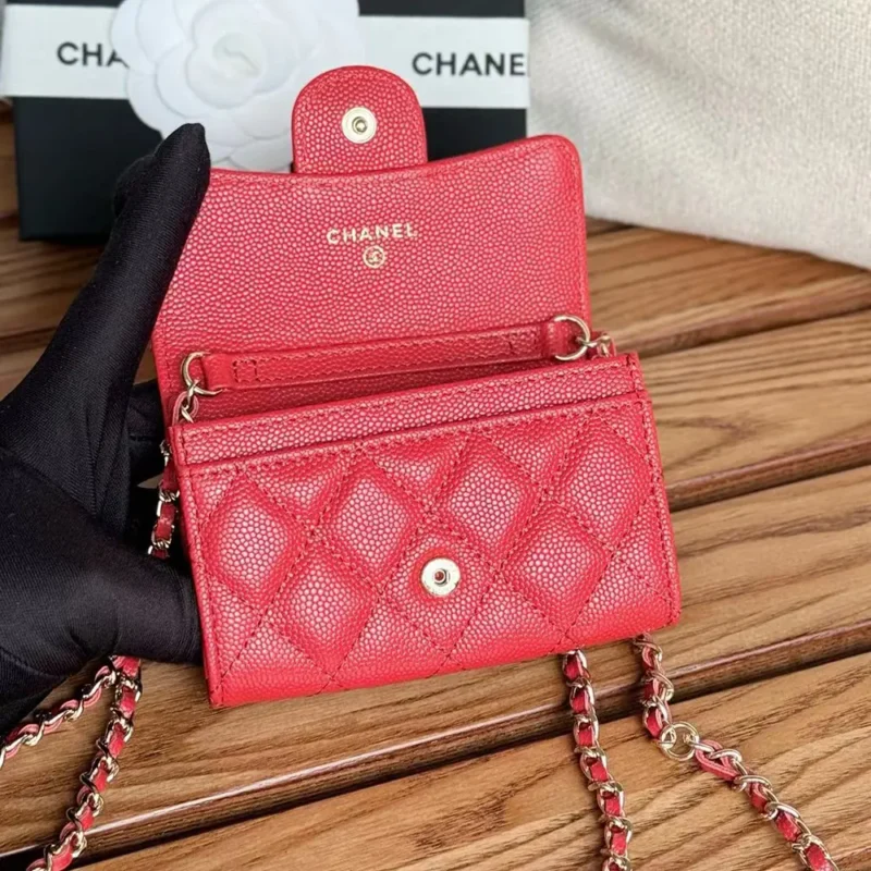 Chanel Women Classic Flap Clutch with Chain Quilted Cavisr Small-Red