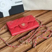 Chanel Women Classic Flap Clutch with Chain Quilted Cavisr Small-Red (1)