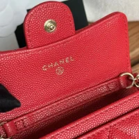 Chanel Women Classic Flap Clutch with Chain Quilted Cavisr Small-Red (1)