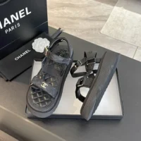 Chanel Women Open Toe Sandal in Calfskin Leather Black (2)