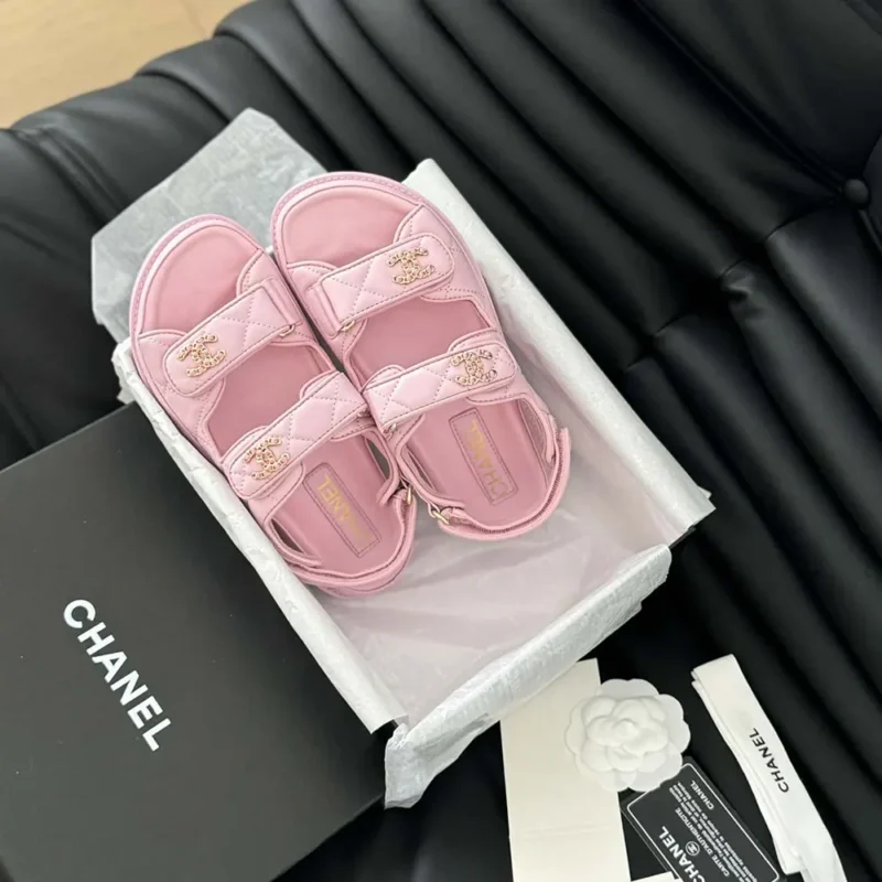 Chanel Women Open Toe Sandal in Calfskin Leather-Pink