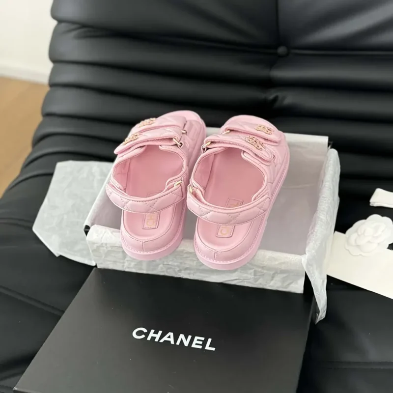 Chanel Women Open Toe Sandal in Calfskin Leather-Pink