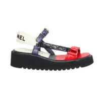 Chanel Women Open Toe Sandal in Calfskin Leather Red