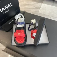 Chanel Women Open Toe Sandal in Calfskin Leather Red