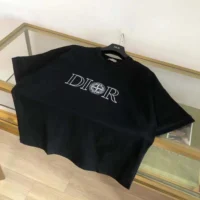 Dior Men Dior and Stone Island T-shirt Oversized Fit Black Cotton Jersey (1)