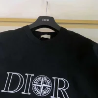 Dior Men Dior and Stone Island T-shirt Oversized Fit Black Cotton Jersey (1)