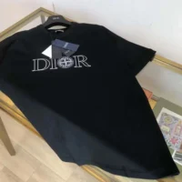 Dior Men Dior and Stone Island T-shirt Oversized Fit Black Cotton Jersey (1)