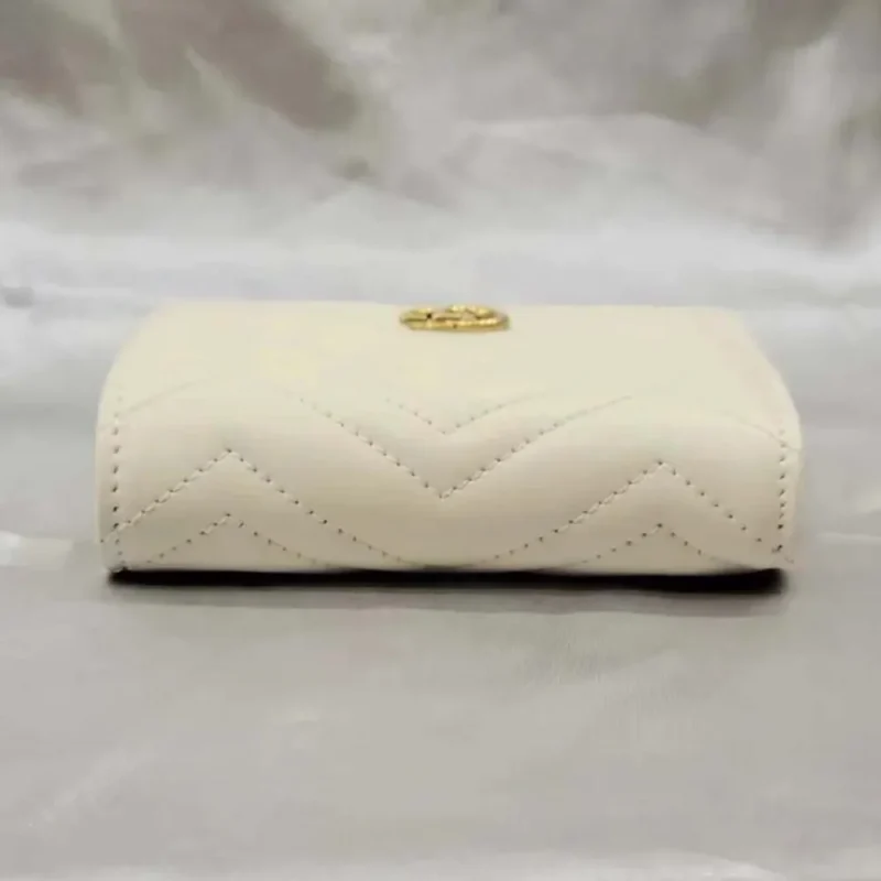 Gucci GG Unisex GG Marmont Card Case Wallet in Matelassé Chevron Leather