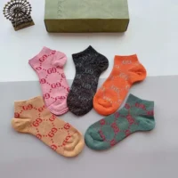 Gucci Unisex 5 Pairs GG Cotton Socks with Web (1)