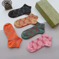 Gucci Unisex 5 Pairs GG Cotton Socks with Web (1)