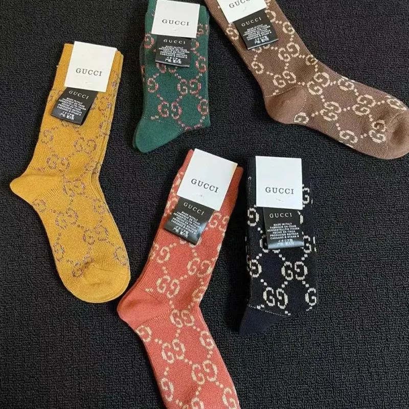 Gucci Unisex 5 Pairs GG Pattern Cotton Blend Socks