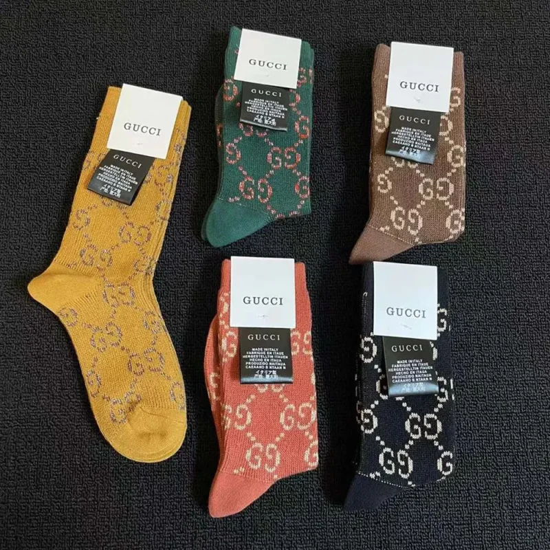 Gucci Unisex 5 Pairs GG Pattern Cotton Blend Socks