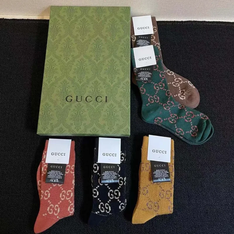 Gucci Unisex 5 Pairs GG Pattern Cotton Blend Socks