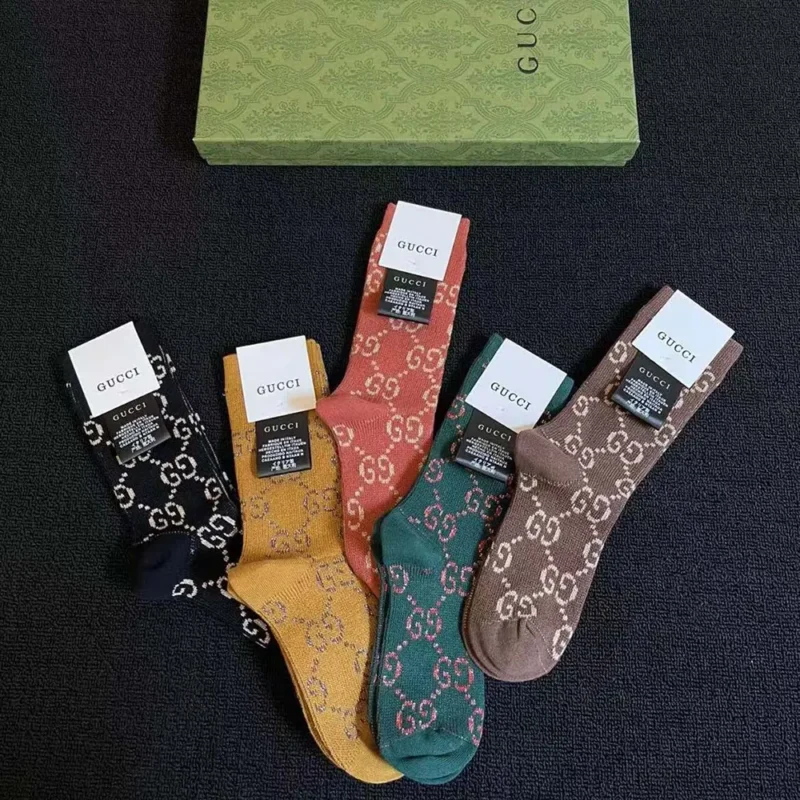 Gucci Unisex 5 Pairs GG Pattern Cotton Blend Socks