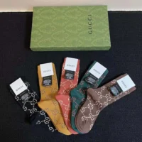 Gucci Unisex 5 Pairs GG Pattern Cotton Blend Socks (9)