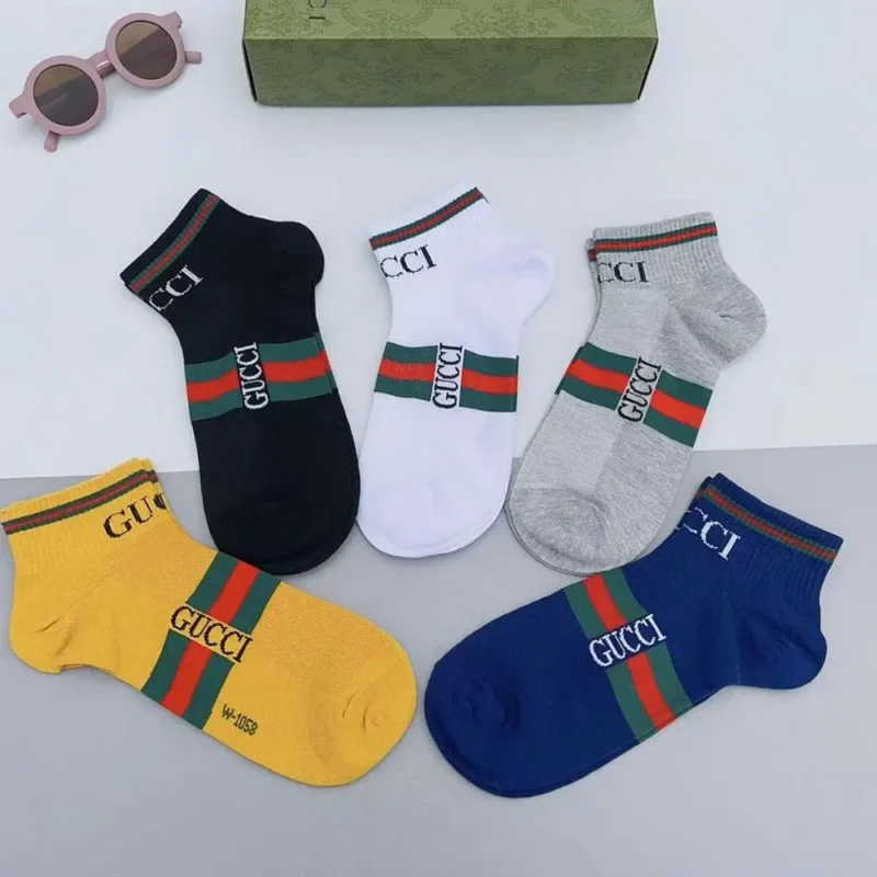 Gucci Unisex 5 Pairs Round Interlocking G Cotton Socks