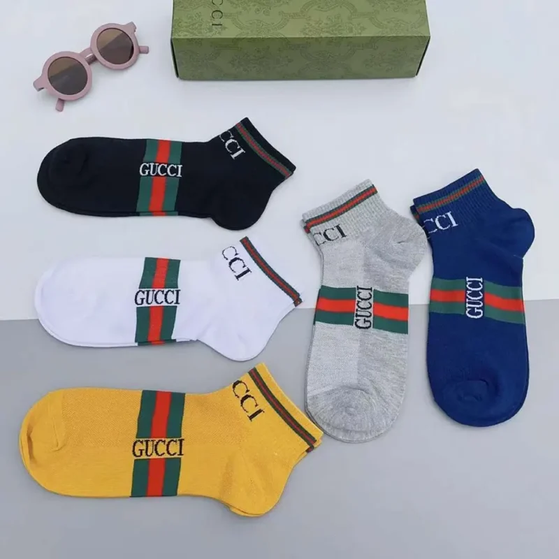 Gucci Unisex 5 Pairs Round Interlocking G Cotton Socks