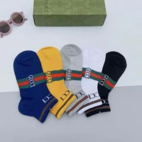 Gucci Unisex 5 Pairs Round Interlocking G Cotton Socks (7)