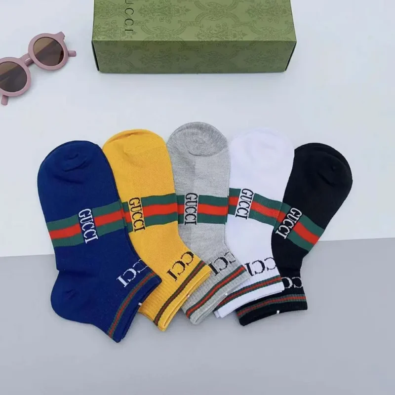 Gucci Unisex 5 Pairs Round Interlocking G Cotton Socks