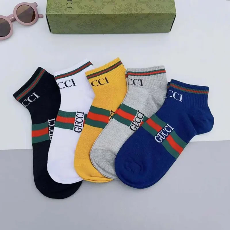 Gucci Unisex 5 Pairs Round Interlocking G Cotton Socks