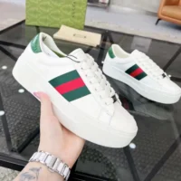 Gucci Unisex GG Ace Sneaker White Leather Green Red Web ‘ACE’ Metal Tag Rubber 4 (1)