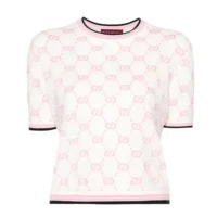 Gucci Women Cotton Crewneck Top with GG Intarsia 788766XKD1R9487 (1)