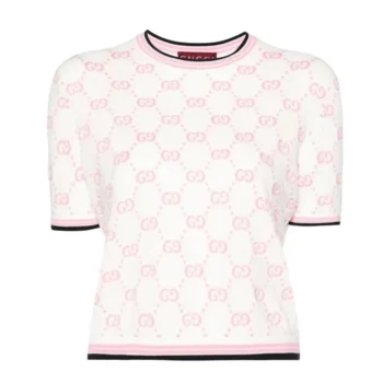 Gucci Women Cotton Crewneck Top with GG Intarsia 788766XKD1R9487