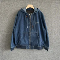 Dior Men Christian Dior Tag Hooded Jacket Blue Cotton Denim (1)