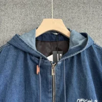 Dior Men Christian Dior Tag Hooded Jacket Blue Cotton Denim (1)